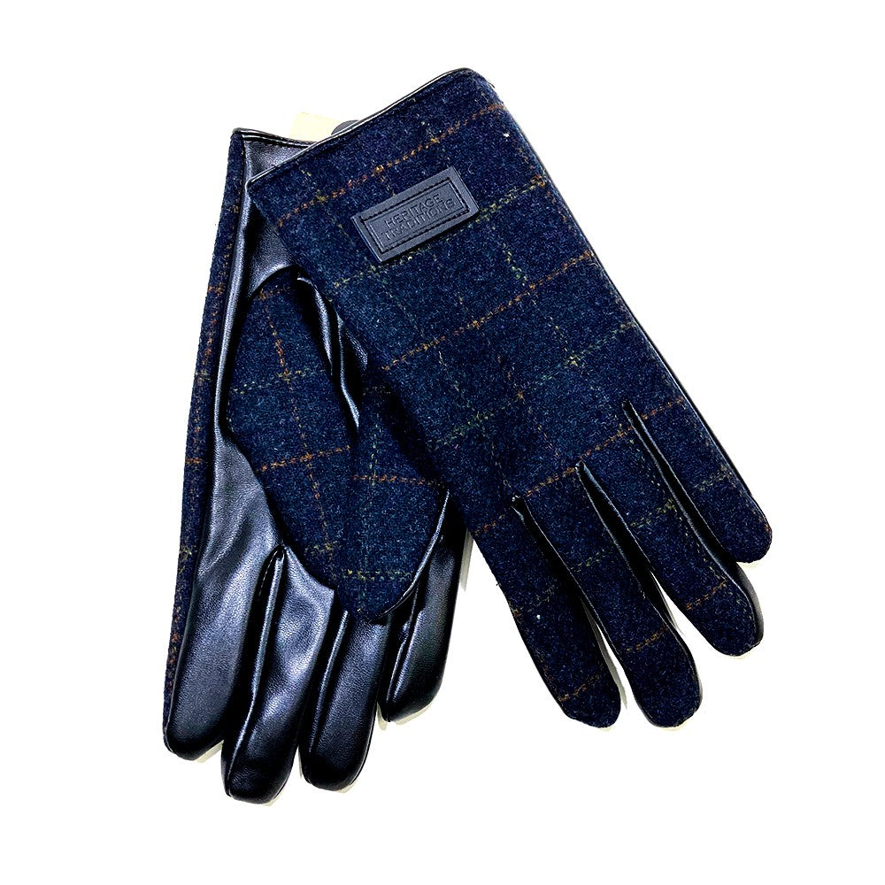 Heritage Traditions Dark Blue Tweed Gloves for Men - Classic Winter Accessories for Outdoor Activities & Formal Events