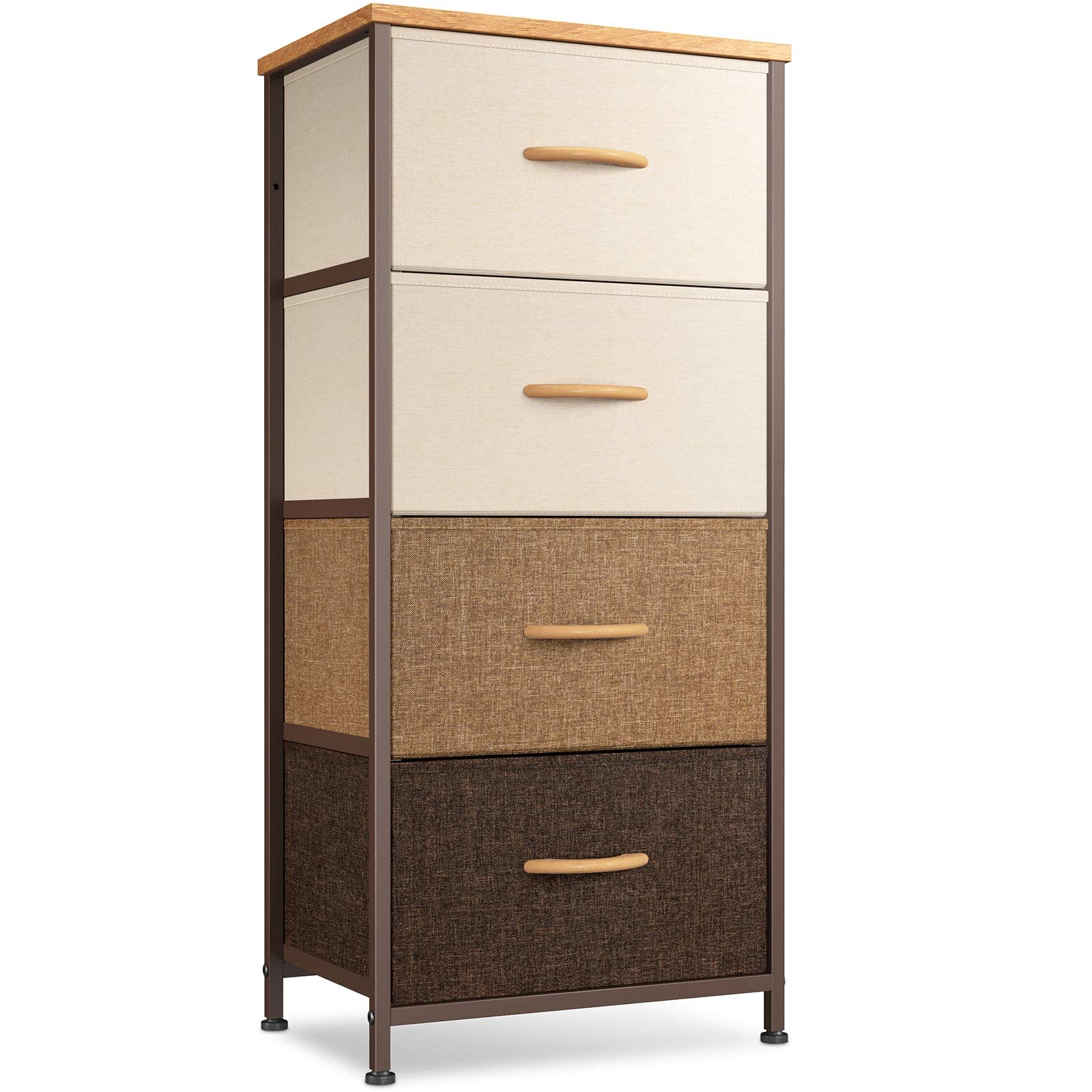 Cubiker 4-Drawer Fabric Dresser Storage Tower - Sturdy Steel Frame & Wood Top for Bedroom, Hallway, Entryway, Closet - Chocolate - Perfect for Organizing Clothes, Accessories & Home Essentials