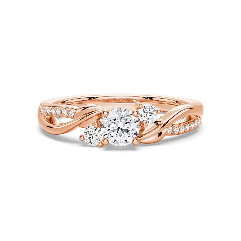 3 Stone Lab Grown Diamond Twisted Band Promise Ring - Ethical & Affordable Engagement Ring for Women, Perfect for Anniversaries, Proposals & Special Occasions
