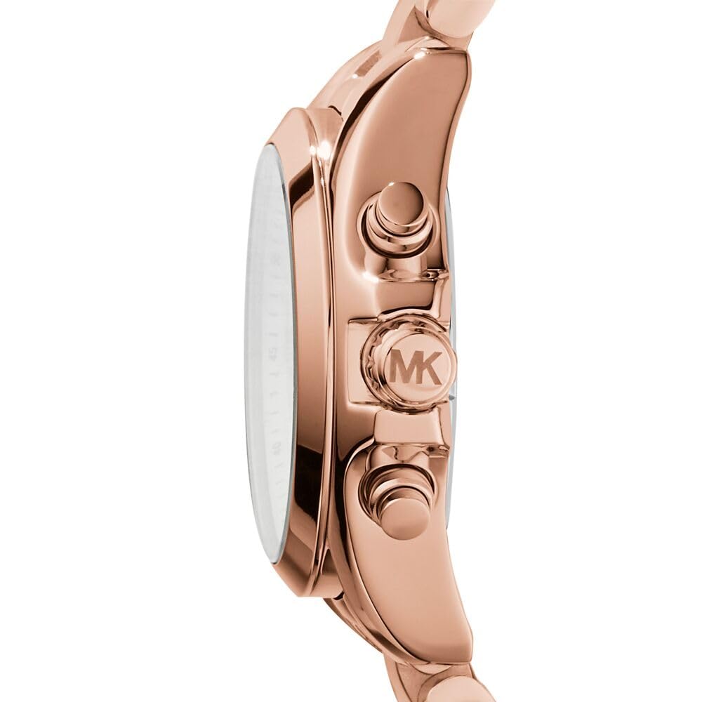 Michael Kors Bradshaw Women's Stainless Steel Chronograph Watch - Gold-Tone with Leather Band, Fashion Luxury Timepiece for Everyday Wear & Special Occasions