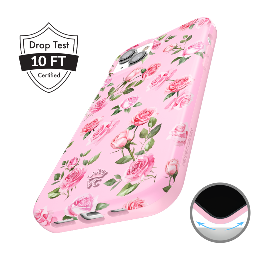 Pink Rose Floral iPhone Case - Cute & Stylish Phone Cover for Women Girls - Perfect Gift for Birthday, Valentine's Day & Mother's Day - Compatible with iPhone 13/14/15 Series