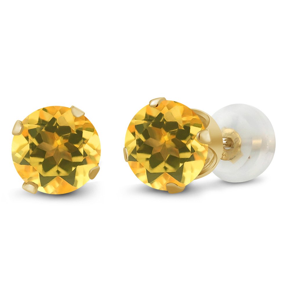 10K Gold Citrine Stud Earrings for Women & Men - 1.40cttw Birthstone Jewelry for Everyday Wear