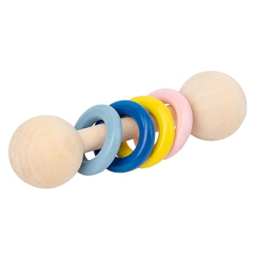 0-12 Month Newborn Baby Shaker Rattle Toys - Wooden Squeaky Teething Toys for Boys & Girls - Perfect for Early Development & Sensory Play