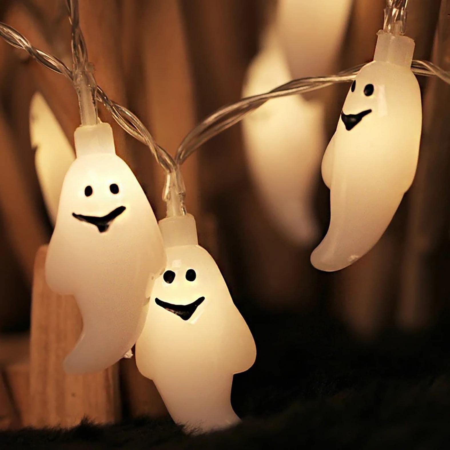 Halloween LED Ghost String Lights - 5 Feet 10 LED Outdoor Decorations for Halloween, Christmas & Holiday Parties - Perfect for Porch, Yard, and Indoor Halloween Decor