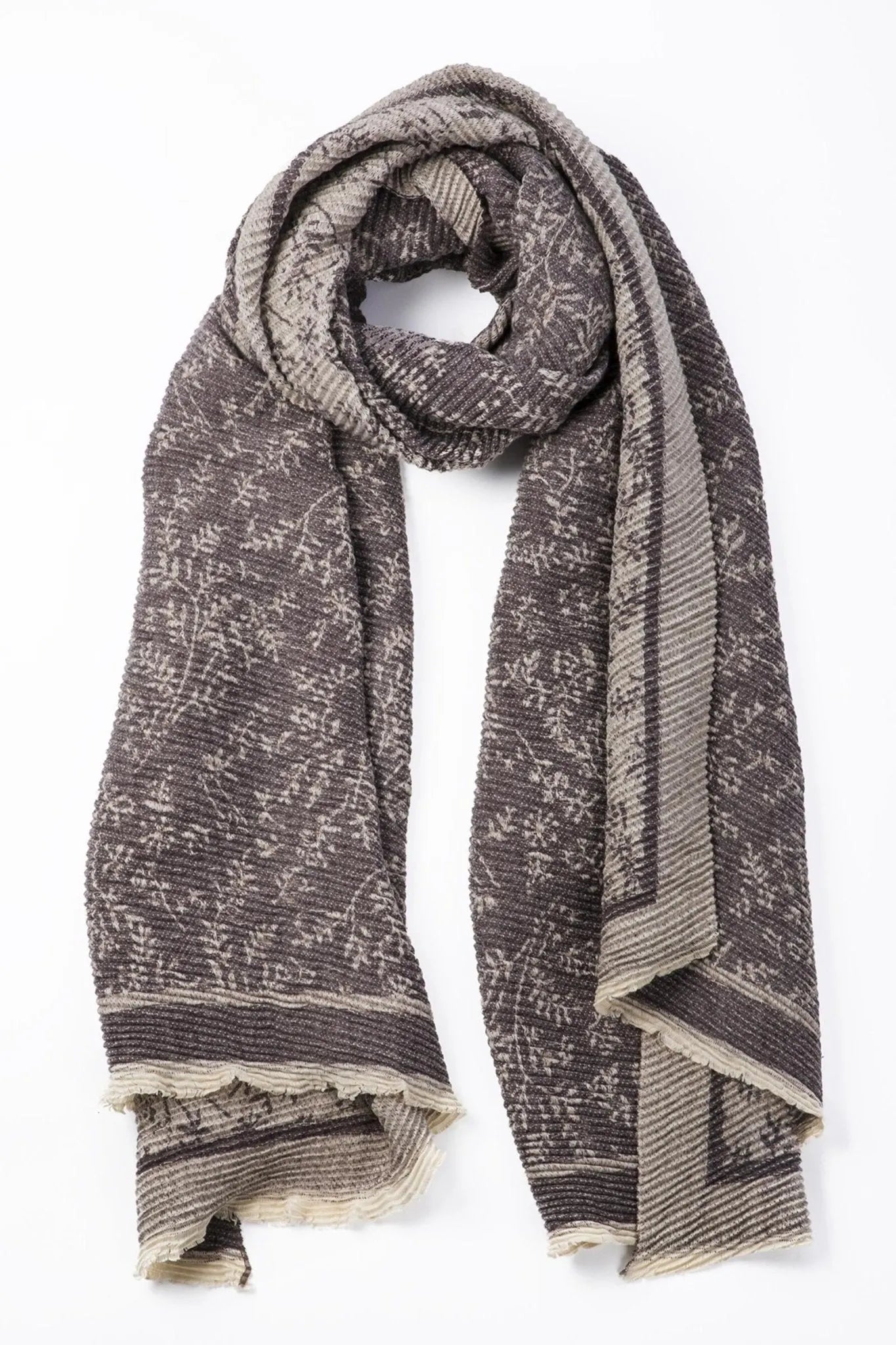Floral Crinkle Reversible Winter Scarf - Soft & Warm Fashion Accessory for Women - Perfect for Cold Weather, Office Wear & Holiday Outfits
