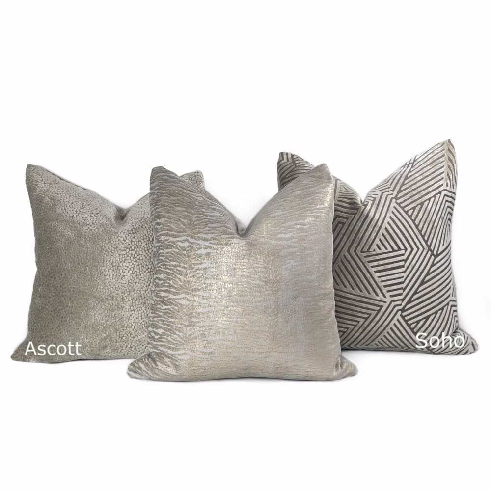 Premium Ascott Taupe Gray Abstract Cut Velvet Dots Pillow Cover - Decorative Throw Pillow Case (Fabric by the Yard Available) - Perfect for Living Room Sofa, Bedroom Decor & Home Styling