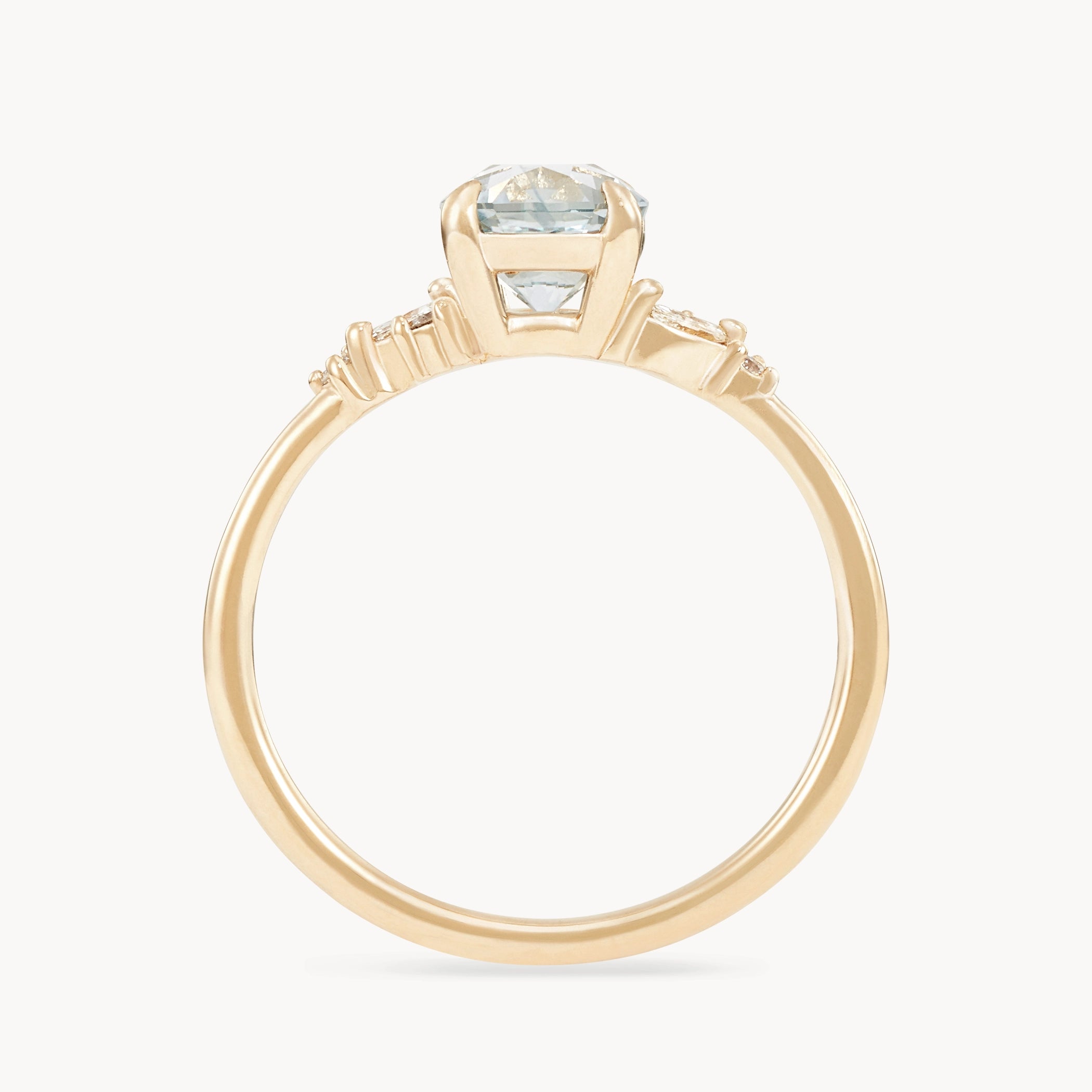 Unique Mystic Love 14K Yellow Gold Ring with Icy Blue Oval Sapphire – Perfect for Engagement, Anniversary & Special Occasions