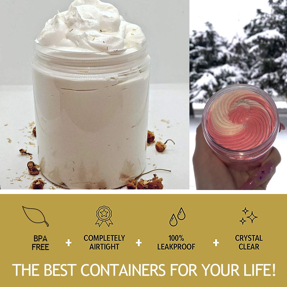 AMORIX 8oz (240ml) Plastic Slime Containers with White Lids - Airtight Storage Jars for DIY Crafts, Lip Scrubs, Body Butters & Creams - Includes 20g Sample Containers (24-Piece Set) - Perfect for Slime Making, Bath & Beauty Products, and Small Craft Organization