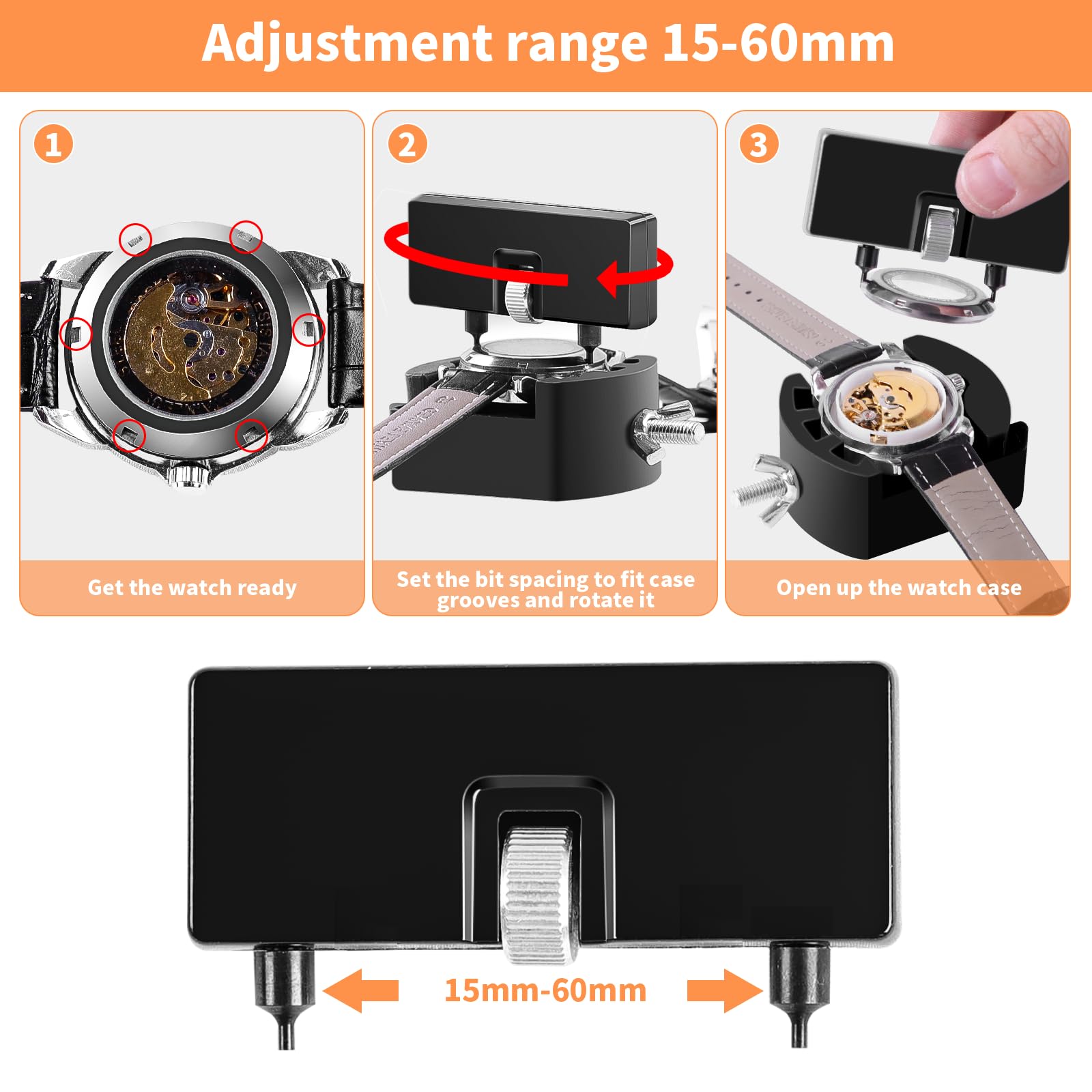 BYNIIUR Professional Watch Battery Replacement Tool Kit - Watch Opener, Wrench & Back Remover for Watch Repair - Complete Watch Battery Changing Kit with Case Opener Tools (Ideal for DIY Watch Repair & Maintenance at Home)