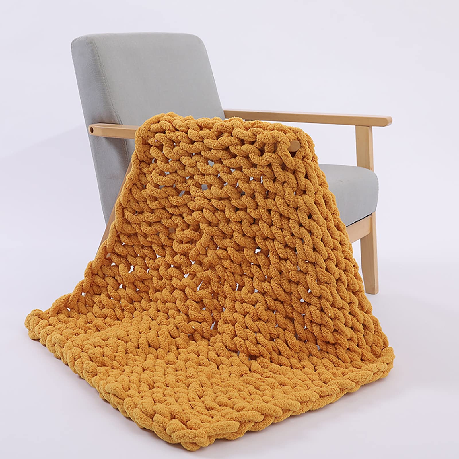 Handmade Chunky Knit Blanket - Super Soft & Warm Oversized Throw for Bed, Couch, Nursery Decor - Cozy Pet Blanket & Home Decoration Gift for Winter