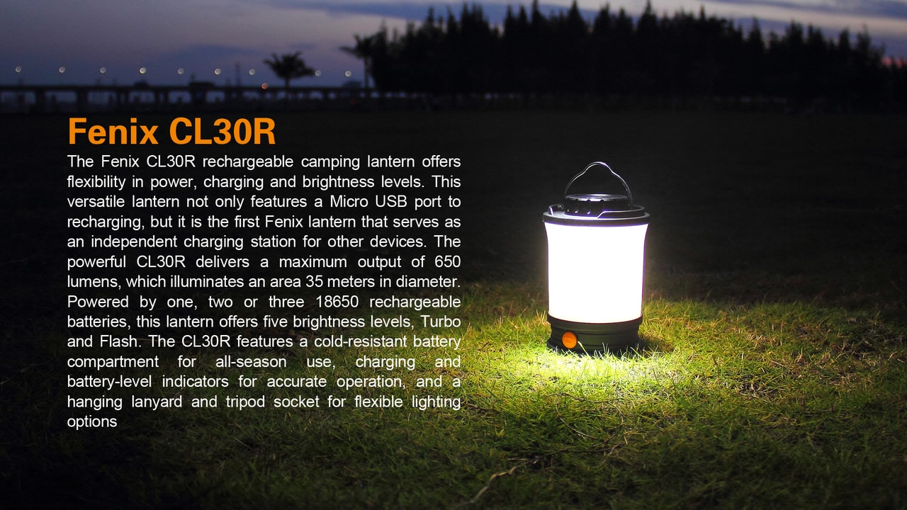 Fenix CL30R Rechargeable LED Camping Lantern - 3000 Lumen Waterproof Outdoor Light for Hiking, Emergency, Power Outage & Backpacking