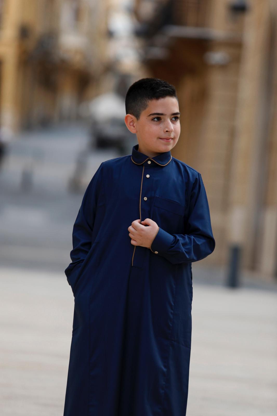 Kids Navy Thobe for Golf Club - Traditional Arabic Robe for Boys - Perfect for Golf Outings, Cultural Events & Special Occasions