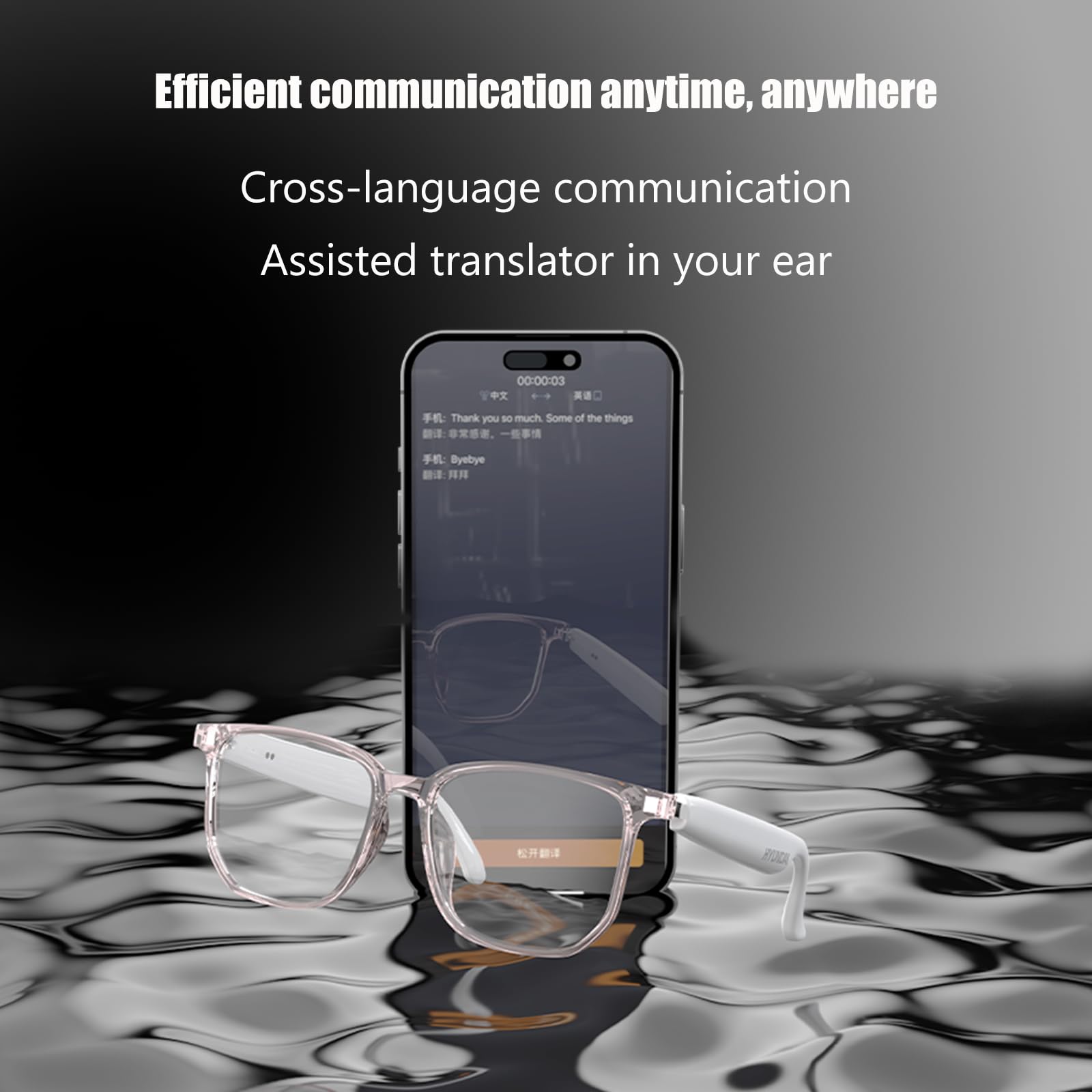 AI Smart Glasses with Real-Time Translation - Wireless Bluetooth Translator Glasses Supporting 75 Languages | Smart Music Glasses for Business Professionals | Perfect for International Meetings, Travel & Hands-Free Calling