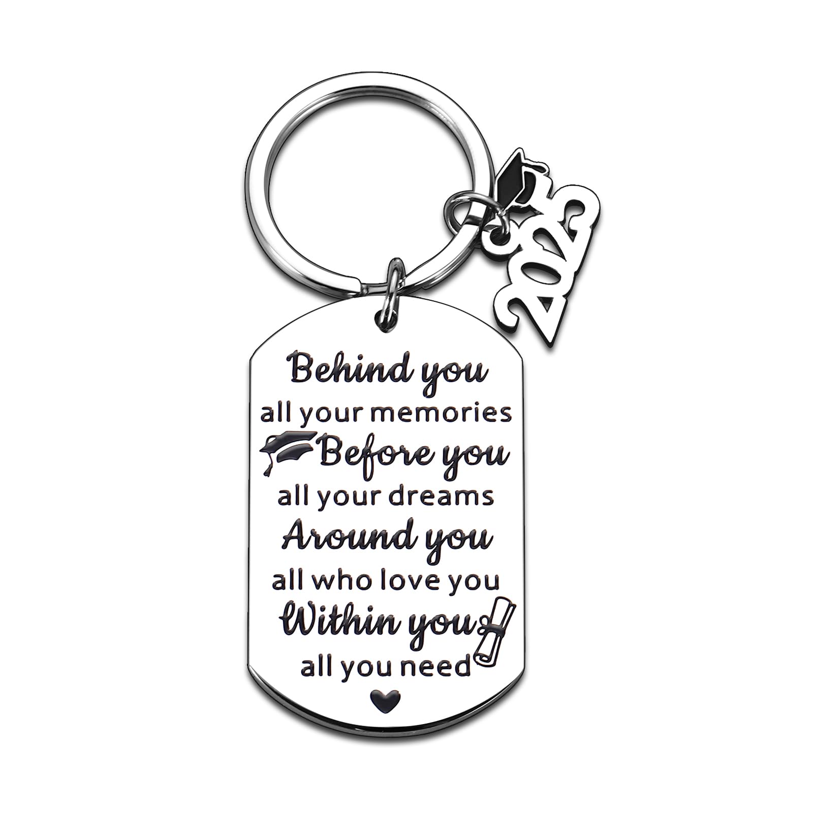 2025 Graduation Keychain - Silver Engraved Modern Unisex Gift for Men & Boys - Perfect for Graduation Ceremonies, Parties & Keepsakes