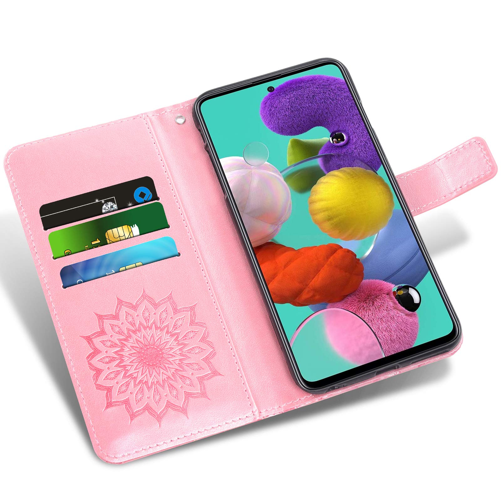 Samsung Galaxy A51 4G Wallet Case with Tempered Glass Screen Protector - Leather Flip Cover with Card Holder & Stand - Rose Gold Phone Case for Women (Compatible with Galaxy A51 A515F/M40S) - Perfect for Work, Travel and Everyday Protection