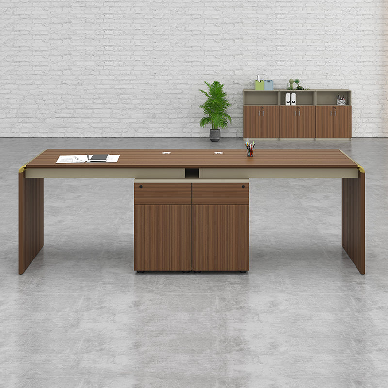 Anderson 2-Person Workstation Desk 2.4M (94.5 Inches) - Hazelnut & Beige Home Office Furniture for Small Spaces | Perfect for Remote Work, Study & Shared Workspaces
