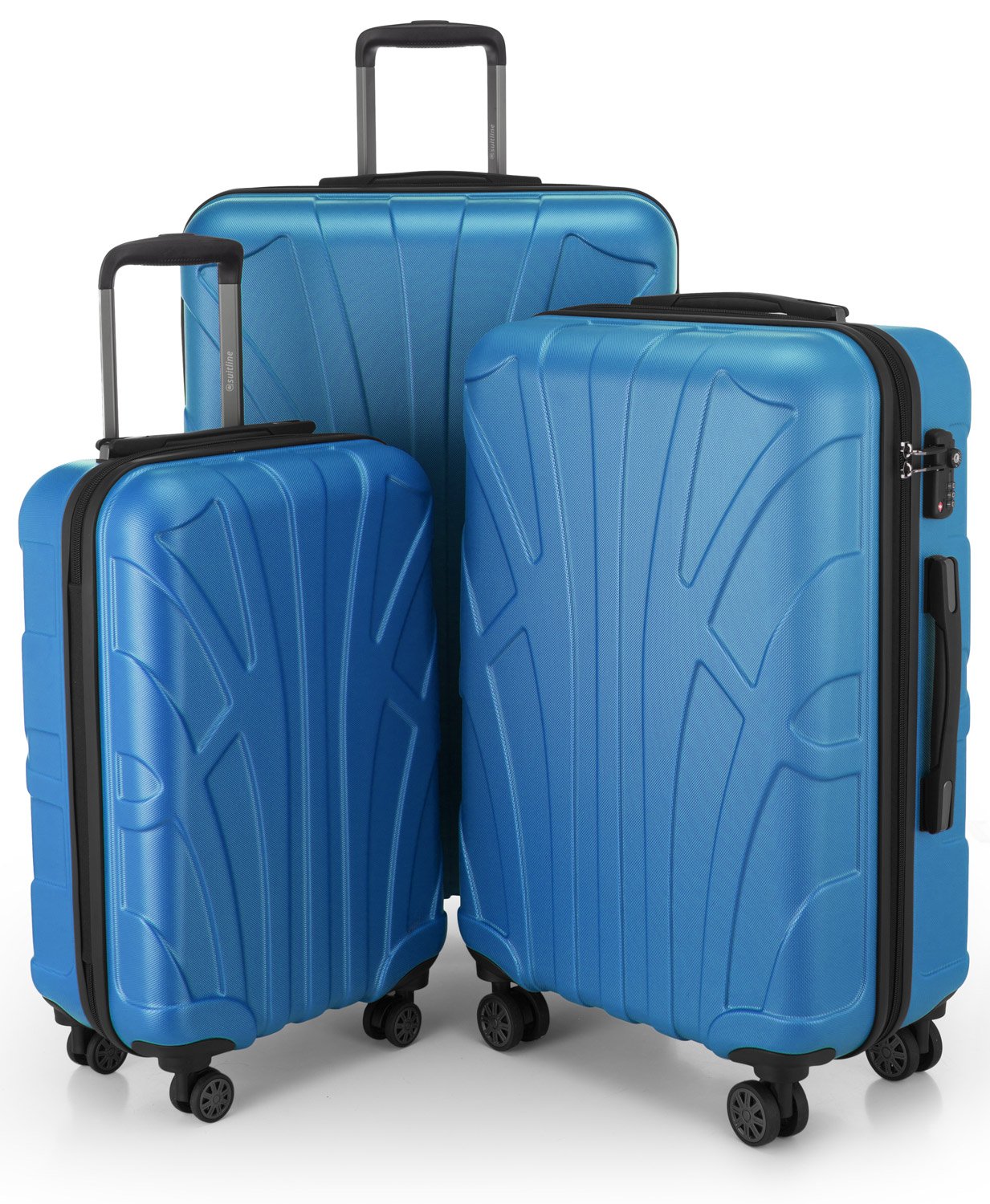 Suitline 3-Piece Luggage Set in Cyan Blue - Lightweight Spinner Suitcases for Travel, Business Trips & Vacations | Carry-On & Check-In Luggage with TSA Lock & 360° Wheels