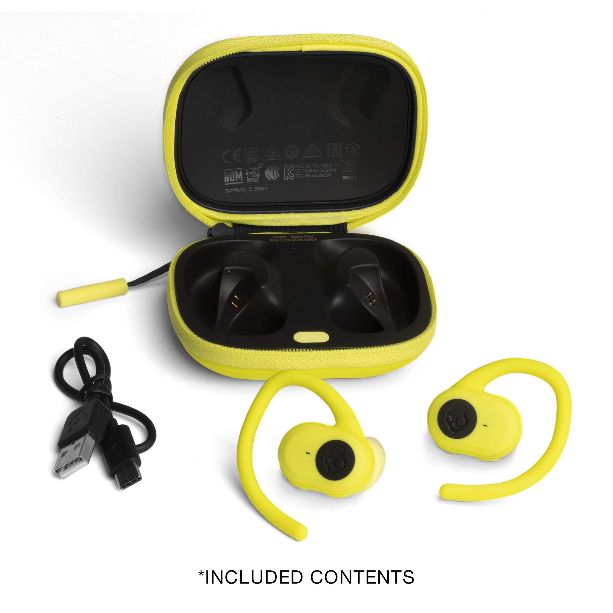 Skullcandy Push Ultra True Wireless Earbuds - Bluetooth 5.2, 34H Battery, IP55 Waterproof, Noise Isolation (Electric Yellow) for Gym, Running, Workouts & Travel - Model S2BDW-N746