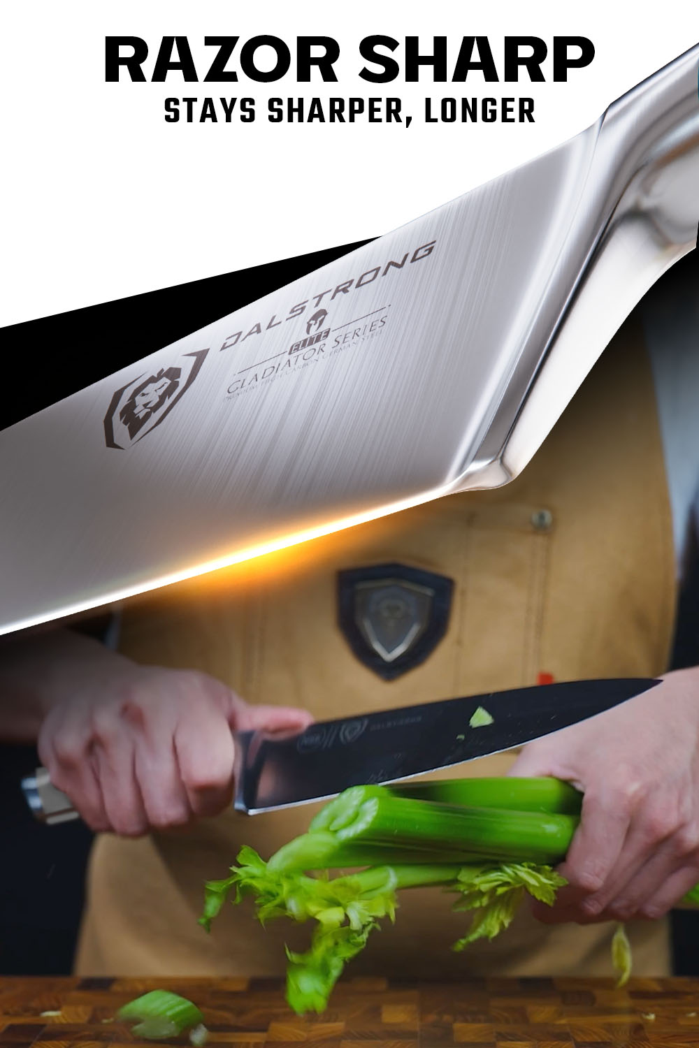 Dalstrong Gladiator Series 8-Inch Chef Knife with Grey ABS Handle - NSF Certified Professional Kitchen Knife for Slicing, Dicing, and Chopping - Perfect for Home Cooks & Professional Chefs