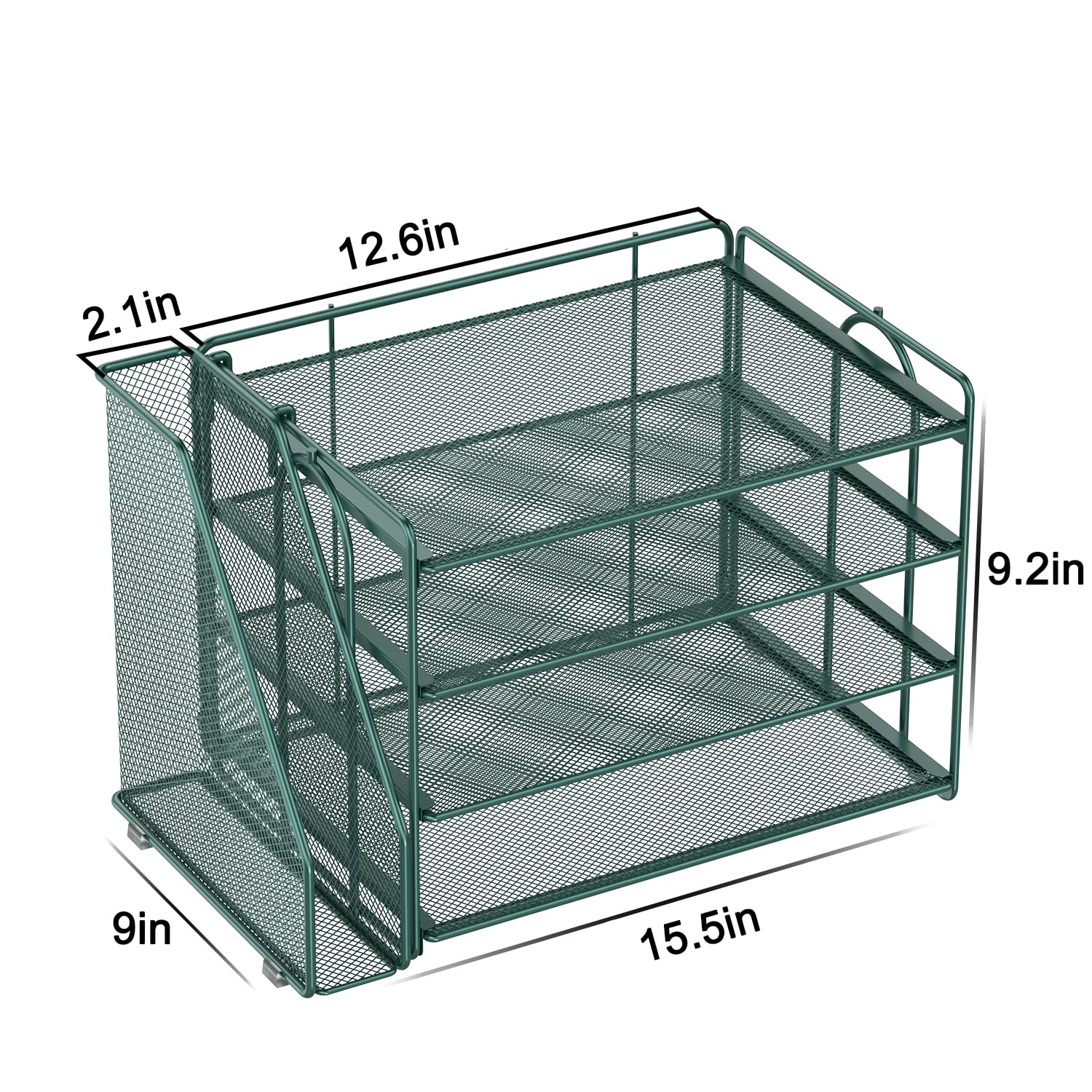 Spacrea Desk Organizers and Accessories Set - Dark Green Office Desk Organizer with File Holder, Paper Tray & Workspace Supplies for Home Office, School & Workspace Organization