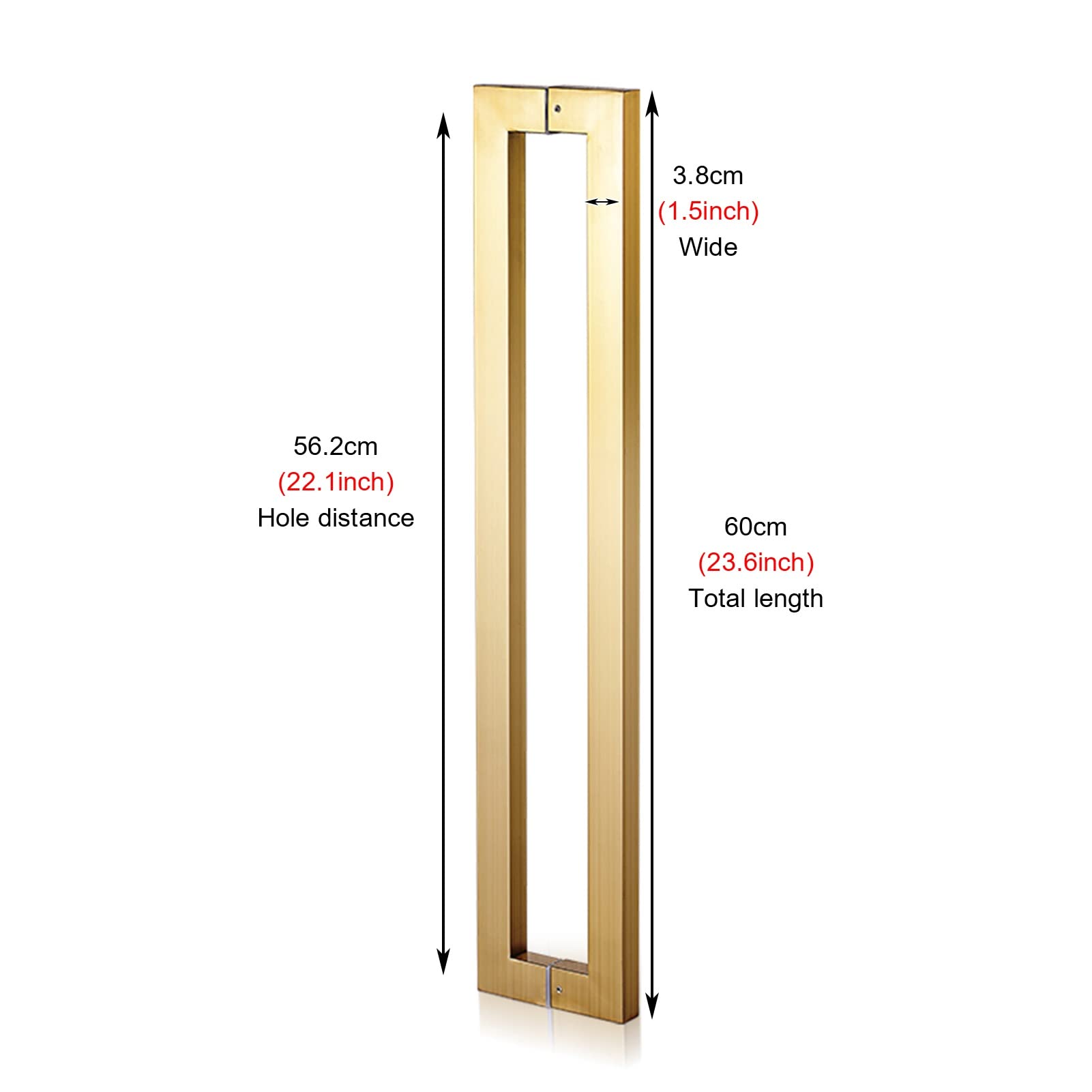 Premium H-Shaped Sliding Door Handle - 24 Inch Commercial Grade Door Pull with Gold Finish - Heavy Duty Hardware for Barn Doors, Closet Doors & Room Dividers - Includes All Mounting Fittings