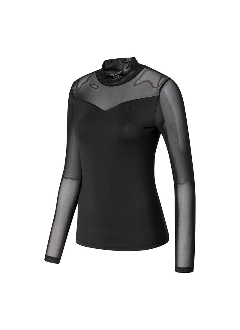 Breathable Mock Neck Mesh Baselayer Top for Men & Women - Lightweight Workout Shirt for Running, Yoga, and Gym Training