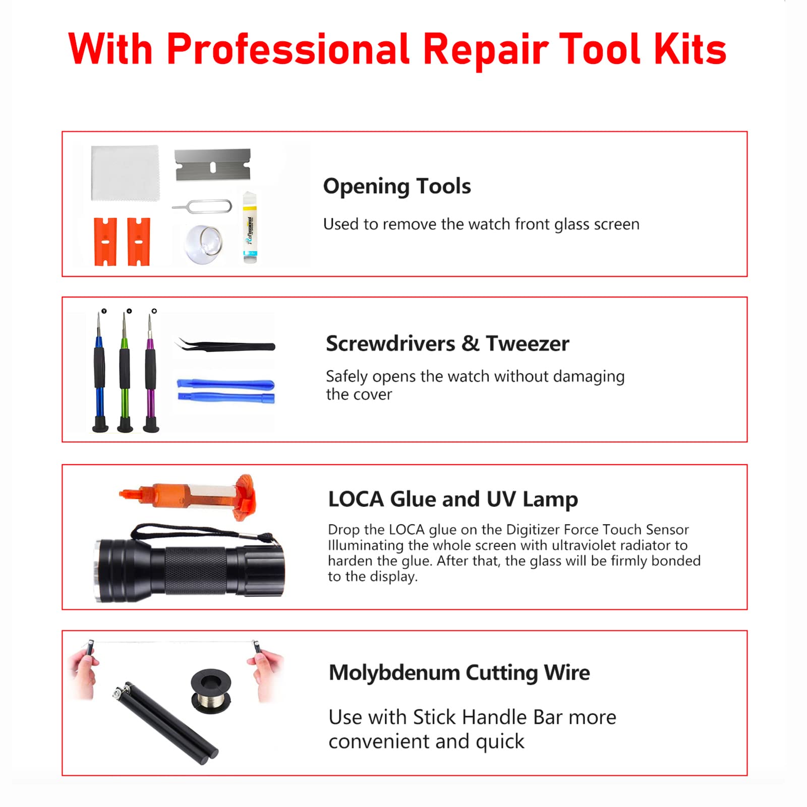 iPhone 15 Pro Max Screen Replacement Kit - 6.7 Inch Tempered Glass with Waterproof Adhesive (No OLED/Digitizer) - Perfect for DIY Repairs, Home Use & Emergency Screen Fixes