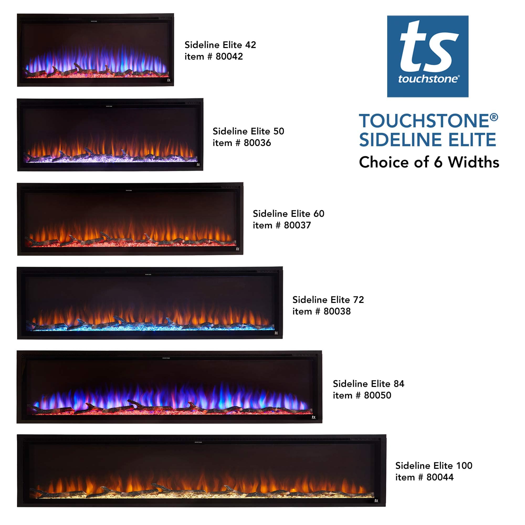 Refurbished Sideline Elite 42-Inch WiFi Electric Fireplace - Smart Recessed Fireplace with Alexa & Google Assistant Compatibility - Perfect for Living Rooms, Bedrooms & Home Theater Spaces