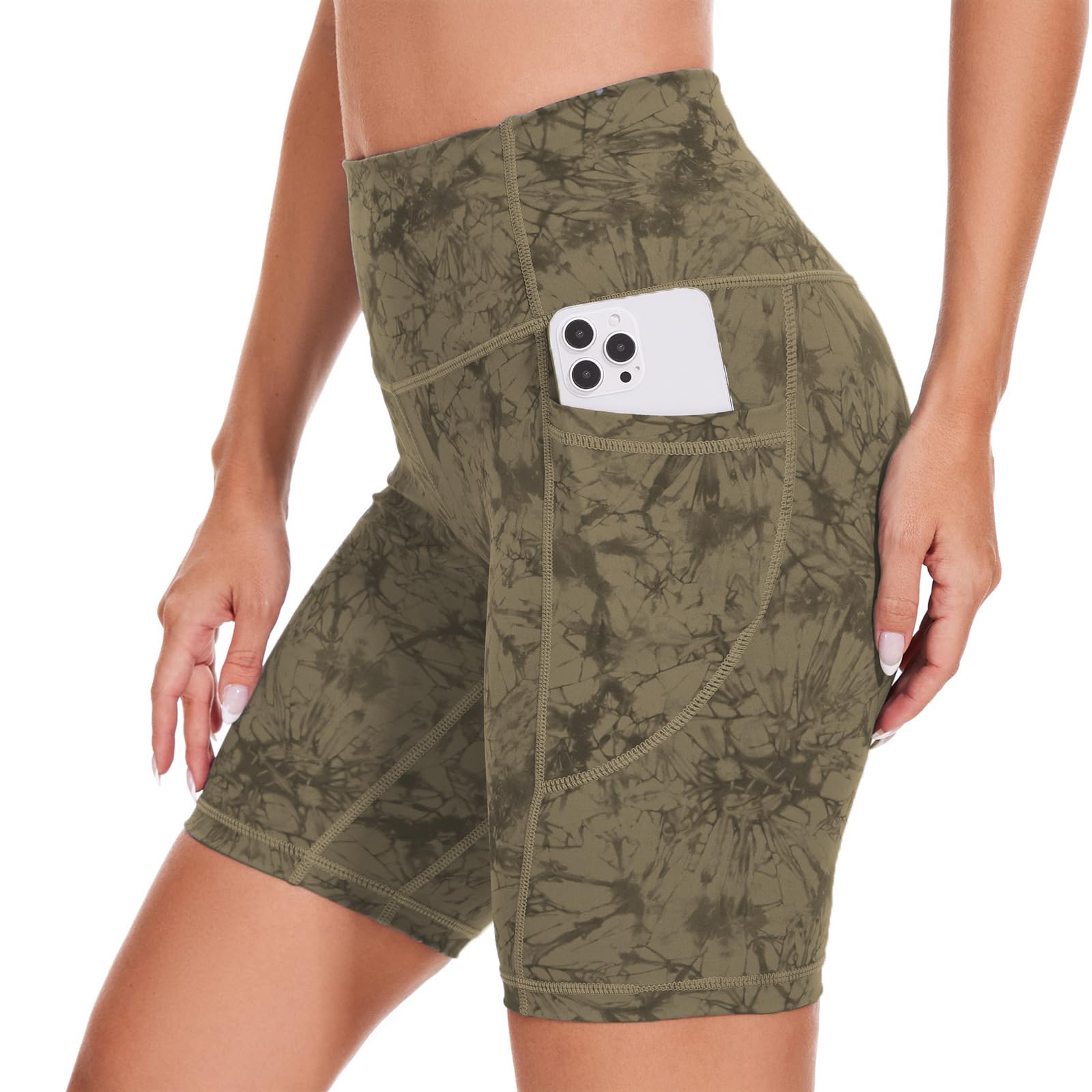 iniber Women's High Waist Biker Shorts with Pockets - Workout Yoga Spandex Athletic Bicycle Leggings for Running & Gym - Perfect for Cycling, Yoga, and Fitness Training