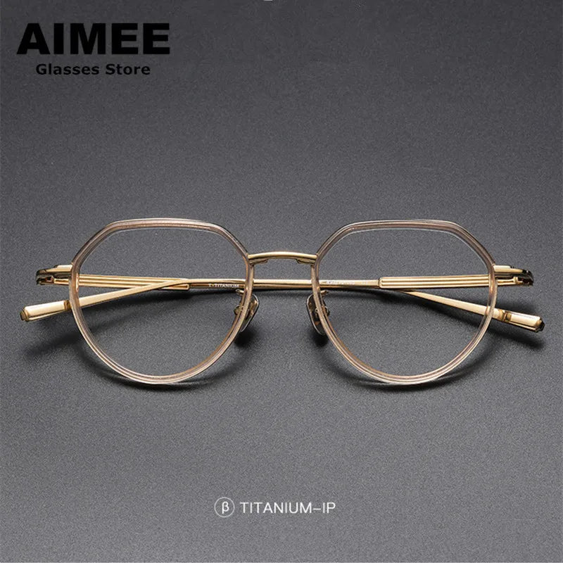 Unisex Full Rim Flat Top Round Titanium Acetate Eyeglasses 6701 - Lightweight & Durable Frame for Men & Women - Perfect for Reading, Work & Daily Wear