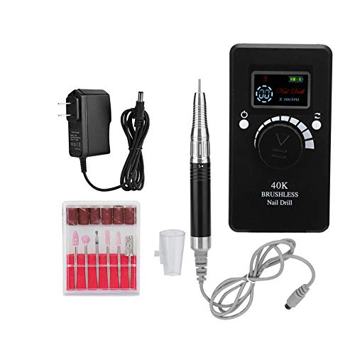 Portable Electric Nail Polisher - 40000 RPM Rechargeable Manicure Grinding Machine with Silent Handle for Nail Art & Pedicure | Perfect for Home Salon, Professional Nail Care & Travel Beauty Kit