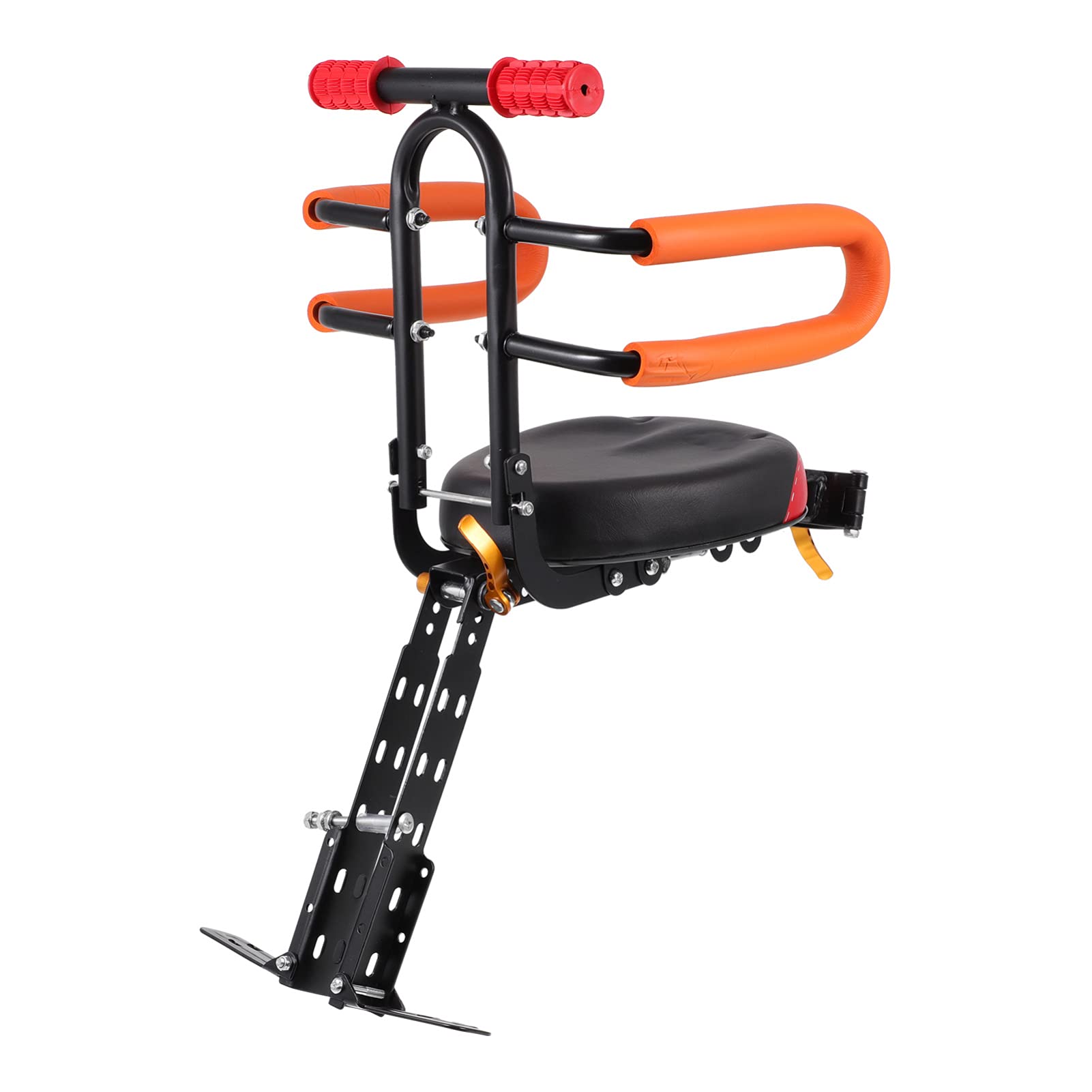 BESPORTBLE Foldable Front Bike Seat for Kids - Adjustable Child Bike Saddle with Safety Footrest, Steel Frame Carrier for Baby & Toddler - Perfect for Family Cycling, Commuting and Outdoor Adventures