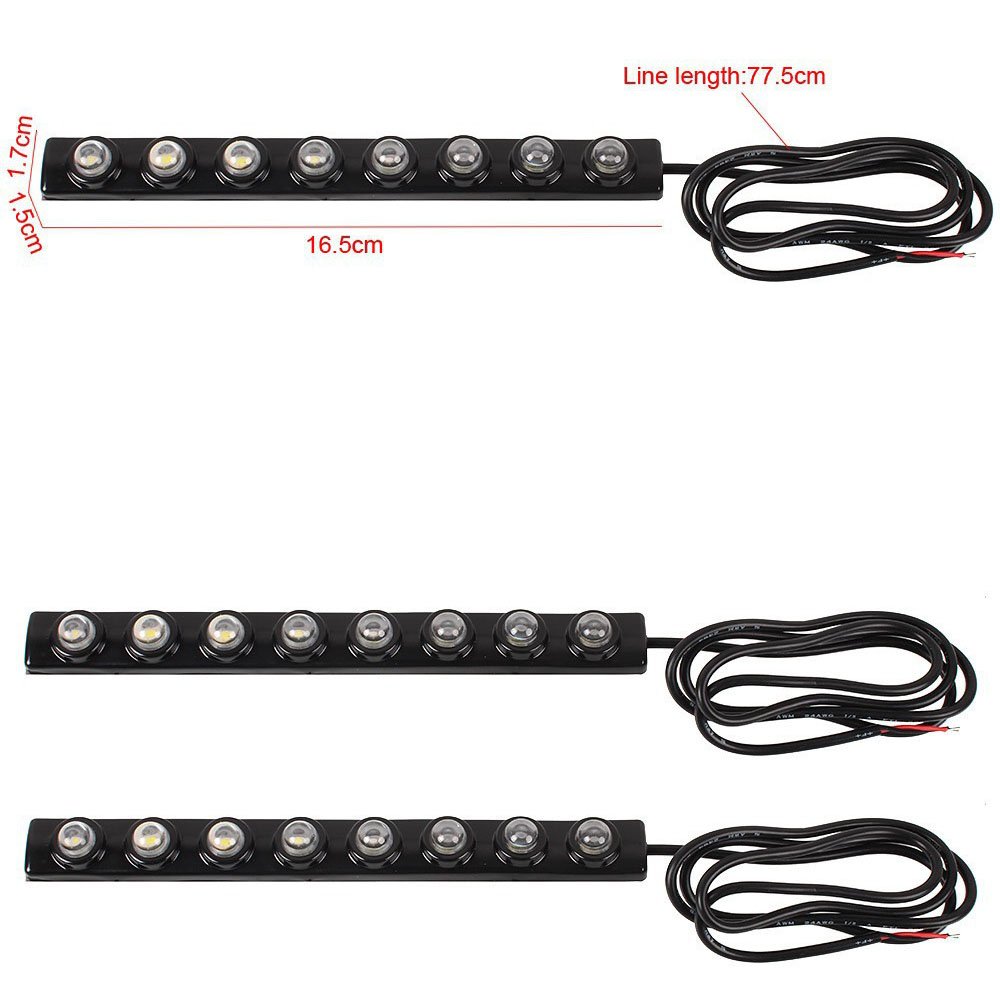 2PCS 8-LED Eagle Eye Waterproof Flexible Car Daytime Running Lights - 12V High Power DRL Fog Lamps for Cars, Trucks, SUVs - Easy Installation & Durable for All Weather Driving