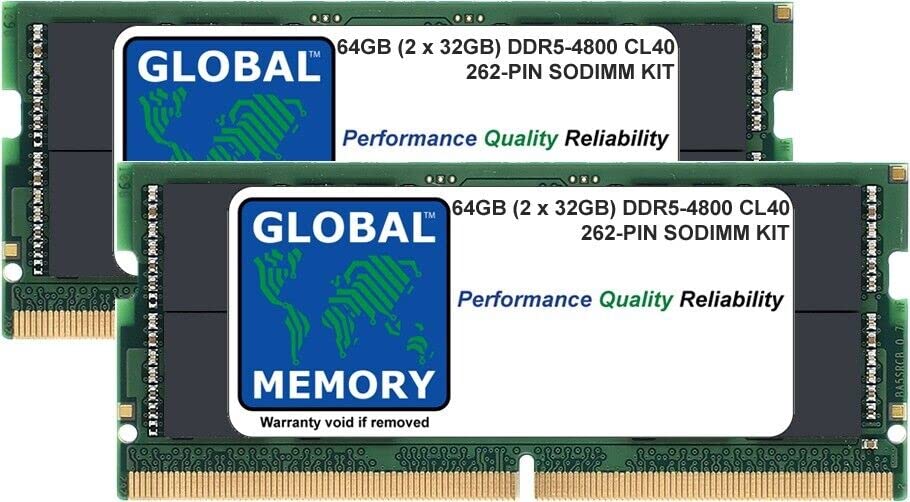 64GB (2x32GB) DDR5 4800MHz SODIMM RAM Kit - PC5-38400 262-Pin Memory for Laptops & Notebooks - Upgrade for Gaming, Video Editing & Multitasking