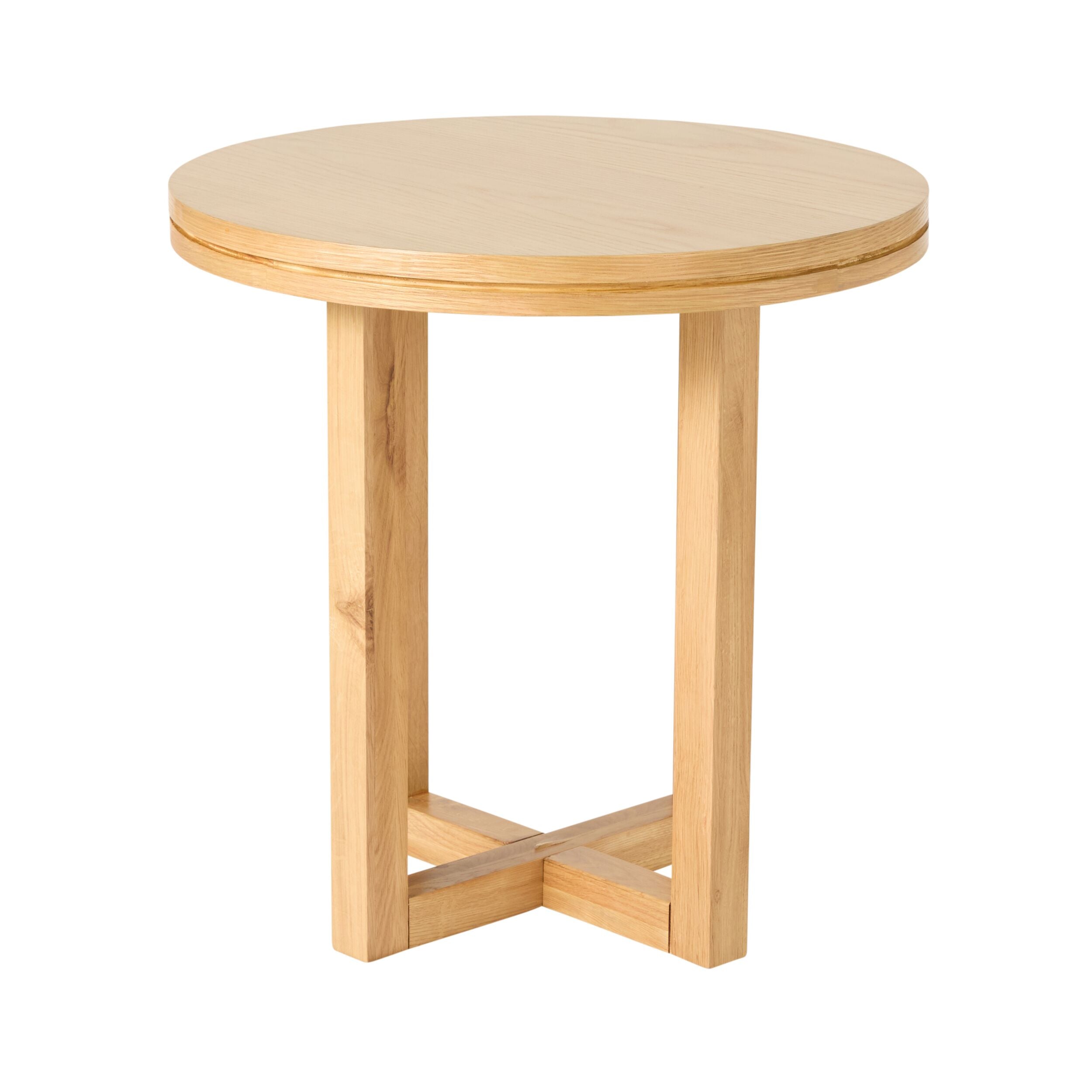 Avalon Round Side Table Light Oak - Modern End Table for Living Room, Bedroom & Office - Natural Wood Nightstand with Sturdy Design