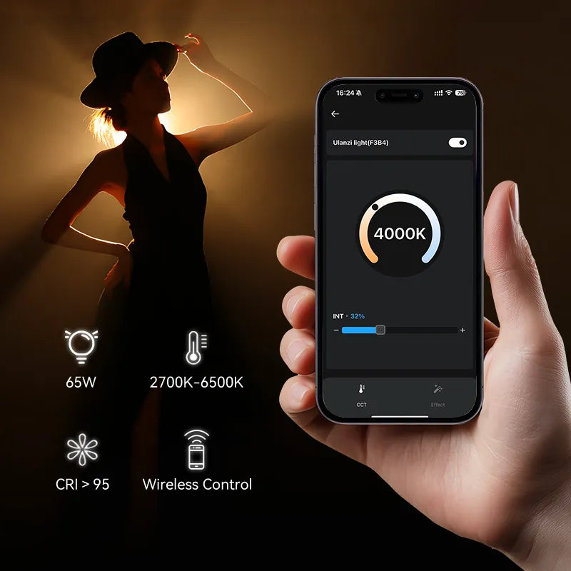 Ulanzi EC65 65W Portable Bi-Color LED Video Light with Adjustable Brightness & Color Temperature - Perfect for YouTube, TikTok, Vlogging, Photography and Studio Lighting