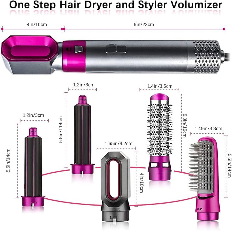 Mabron 5-in-1 Hair Dryer Brush with Negative Ion Technology - 1000W Styler, Volumizer, Straightener & Curler for Salon-Quality Blowouts at Home | Perfect for Daily Styling, Travel & Professional Salon Use