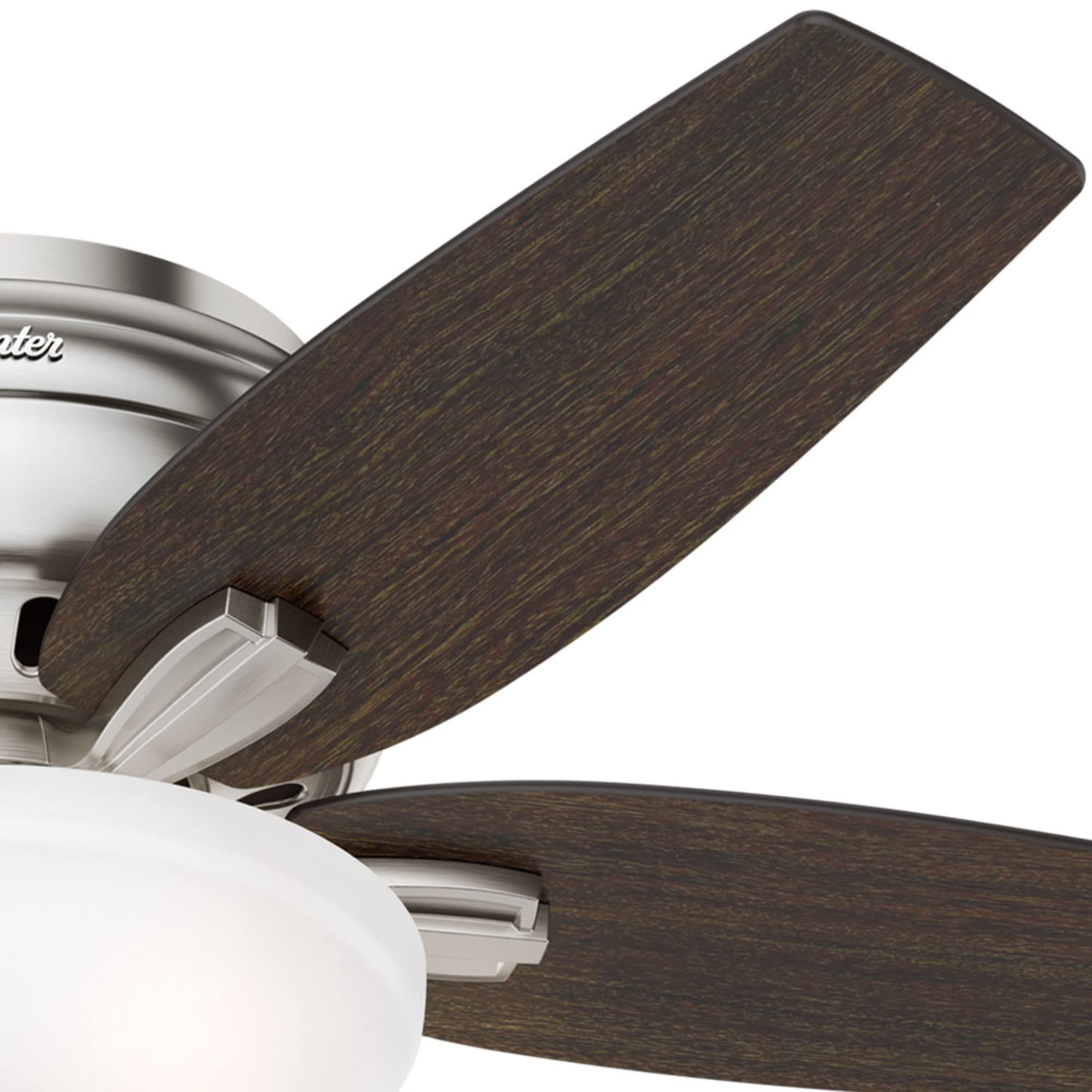 Hunter Fan Company 51082 42-Inch Newsome Brushed Nickel Low Profile Ceiling Fan with LED Light Kit and Pull Chain - Perfect for Bedrooms, Living Rooms, and Home Offices