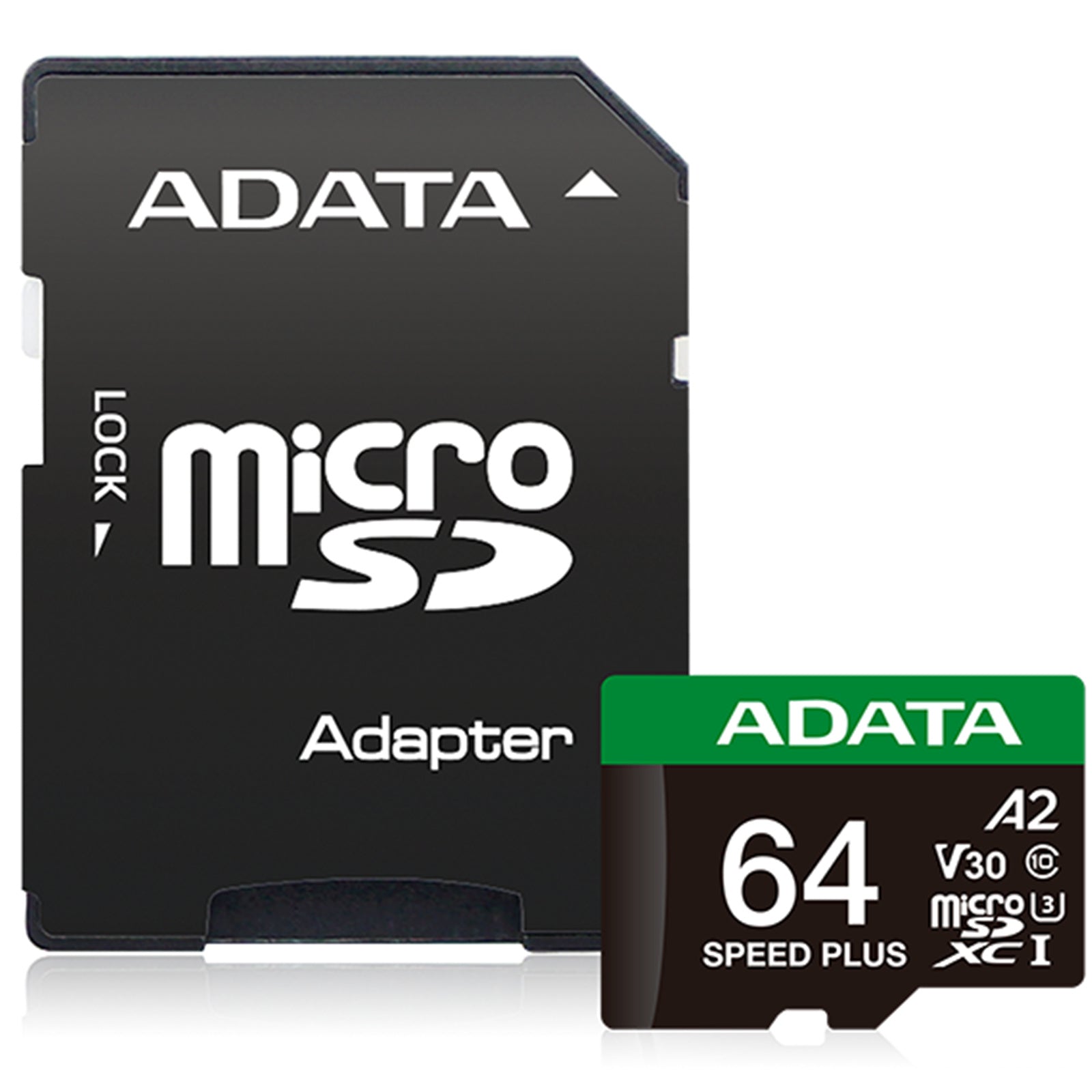 ADATA Speed Plus 64GB microSDXC UHS-I U3 A2 V30 Memory Card with Adapter - High Speed for 4K Video, Smartphones, Drones & Gaming