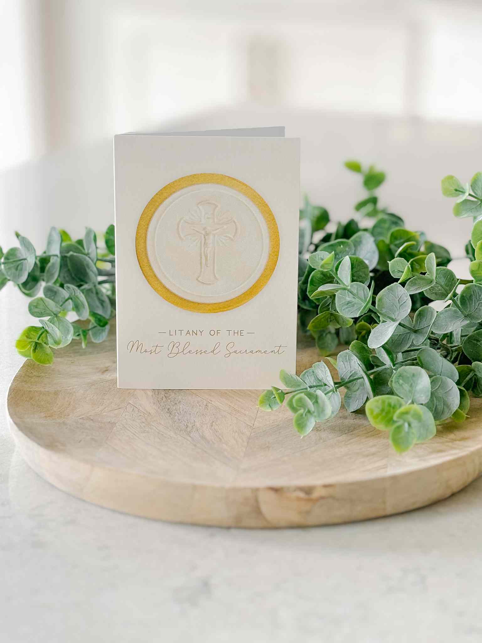 Litany of the Most Blessed Sacrament Prayer Card - Catholic Devotional Card for Eucharistic Adoration & Worship