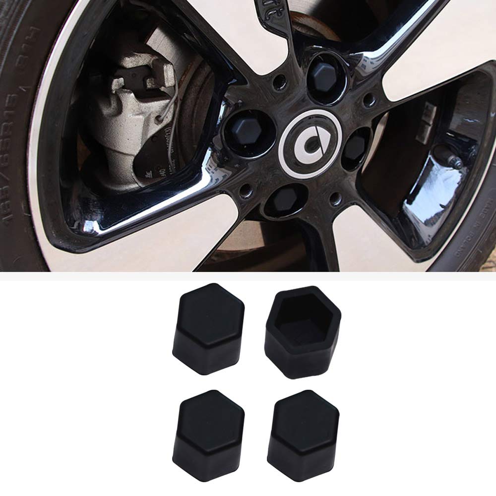 Mercedes Benz Smart 453 Fortwo & Forfour Wheel Screw Nut Protection Cover - Black Exterior Trim Car Accessories (Pack of 4) - Perfect for Road Trips & Daily Commuting