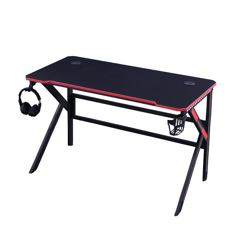 140cm RGB Gaming Desk with LED Lights - Ergonomic Computer Desk for PC, Laptop & Office Work - Racing Style Home Gaming Table for Streaming & Esports Setup