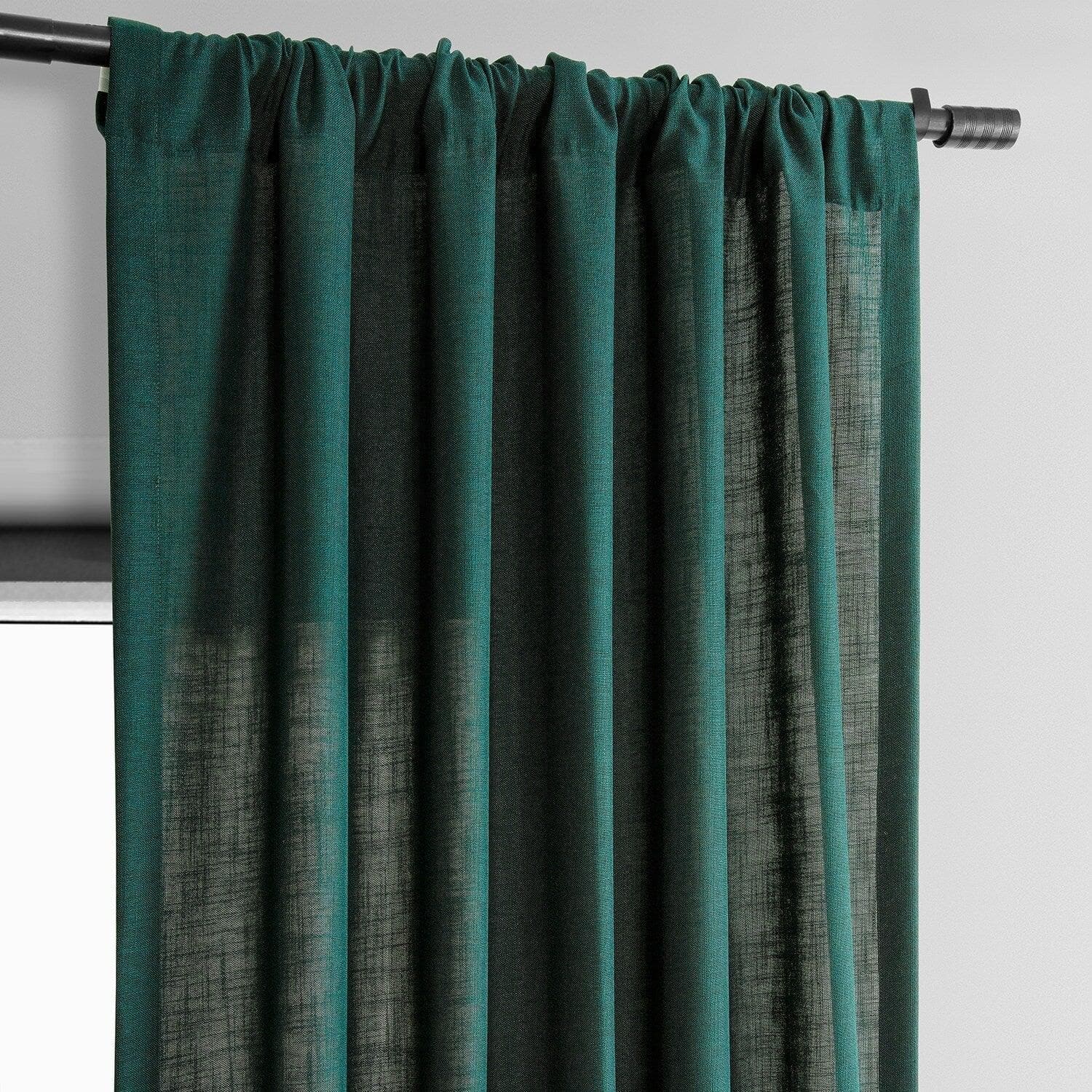 Deep Green Classic Faux Linen Curtains - Blackout Window Drapes for Living Room & Bedroom - Elegant Home Decor for Modern Interior Design