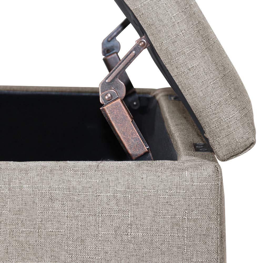 MAYPEX 29 Inch Rectangular Storage Ottoman Bench with Flip Top Lid - Coffee Table & Seat with Smooth Hinge for Living Room, Bedroom, Office - Beige | Perfect for Extra Seating, Hidden Storage & Home Decor