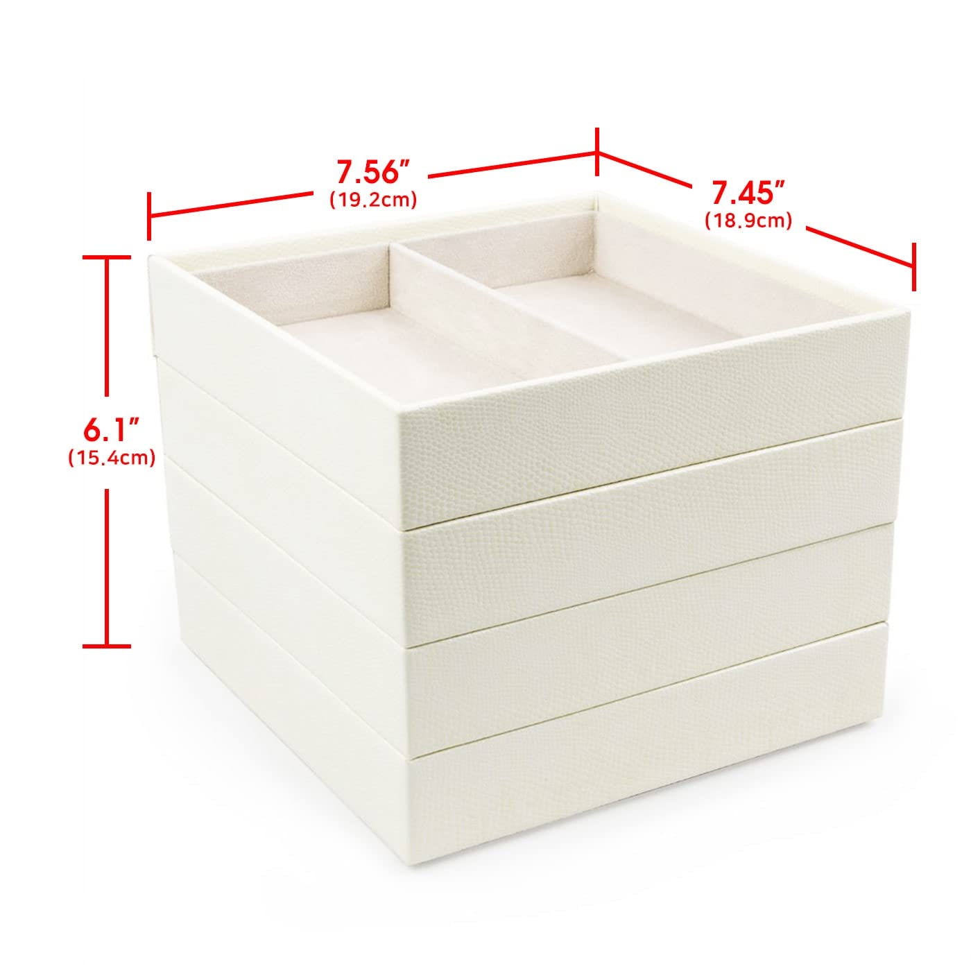 Stackable Jewelry Storage Trays for Drawer - Earring Ring Necklace Organizer - MK220-2ABCD - Perfect for Bedroom Dresser & Vanity