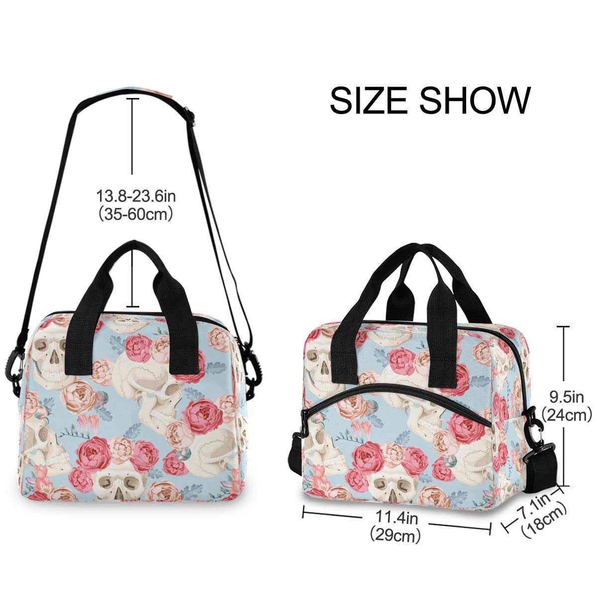 Insulated Lunch Bag with Pink Smiling Skull Design - Reusable Leakproof Cooler Tote for Women & Men - Perfect for Work, School, Picnics & Outdoor Activities