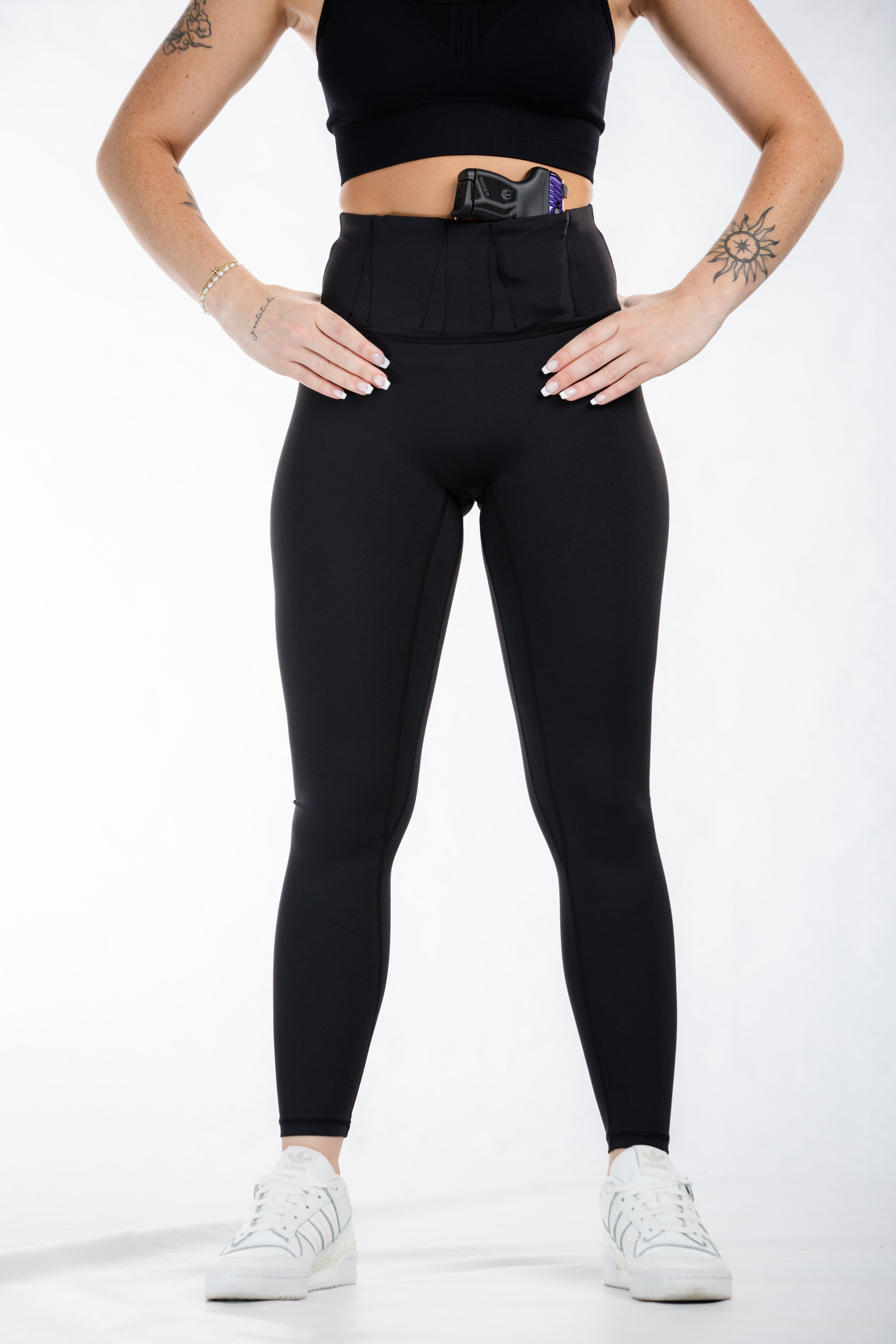 Concealed Carry Leggings for Women - No Pockets, Black - Perfect for Running, Gym Workouts & Everyday Comfort