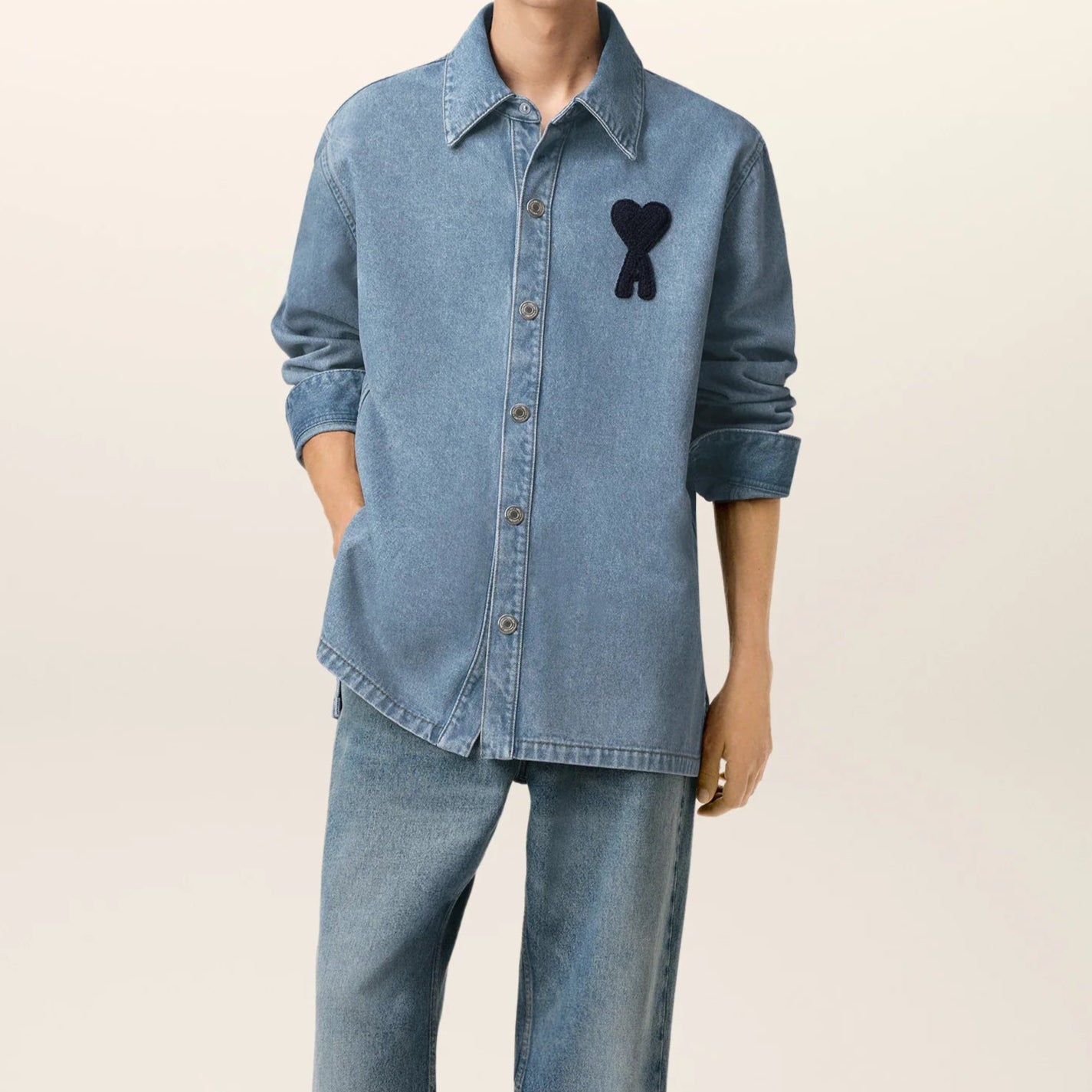 AMI PARIS AMI DE COEUR Overshirt - Stylish Casual Shirt Jacket for Men | Perfect for Layering, Streetwear & Everyday Wear