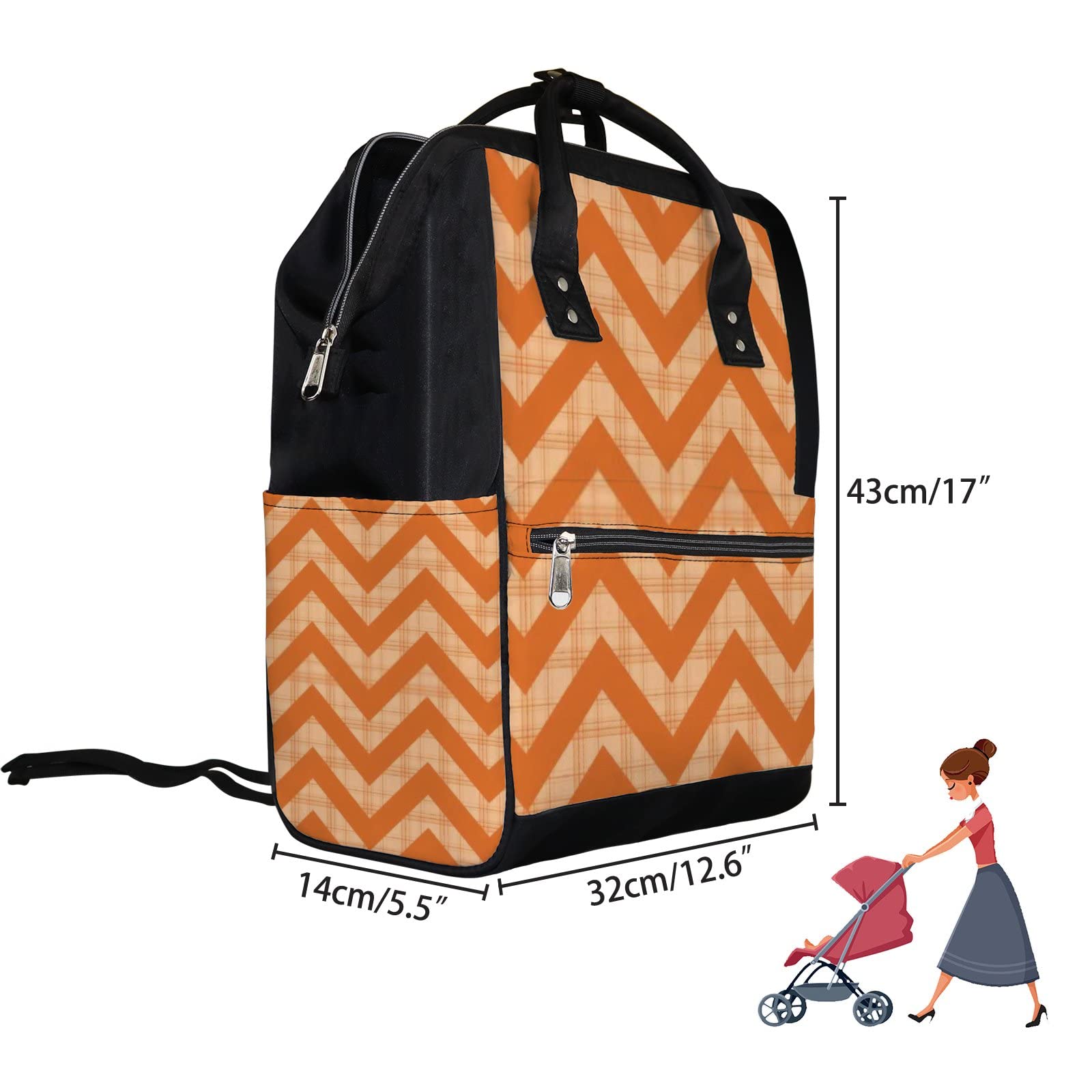 Multifunctional Waterproof Diaper Backpack for Moms - Large Capacity Baby Nappy Bag with Wavy Stripes Design | Perfect for Nursing, Travel & Daily Use with Baby