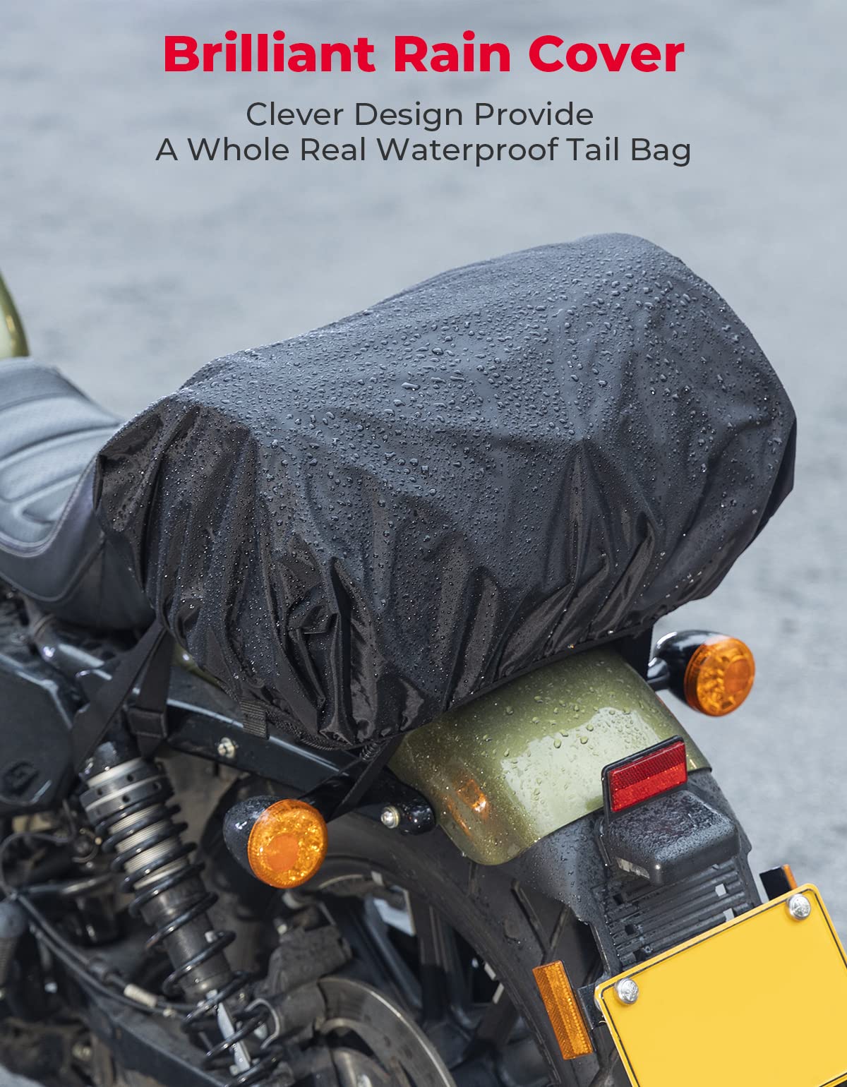KEMIMOTO 25L Expandable Motorcycle Tail Bag - Waterproof Travel Luggage with 4 Straps for Sissy Bar & Rear Seat Storage | Perfect for Road Trips, Commuting & Helmet Storage